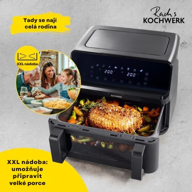 KochWerk Horkovzdušná fritéza s dvojitou komorou 14349 Dual Vario (5)